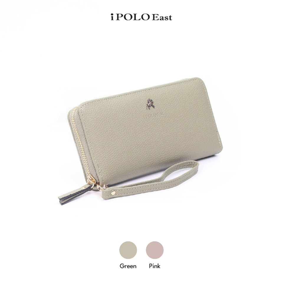 iPOLO East Ladies Synthetic Leather Lychee Texture Long Zipper Purse Dompet Panjang Zip Wanita
