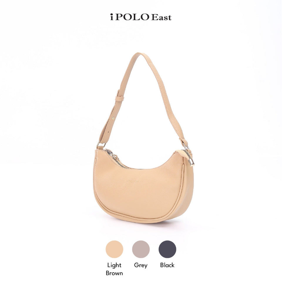 iPOLO East Synthetic Pebbled Leather Ladies Crescent Crossbody Shoulder Bag