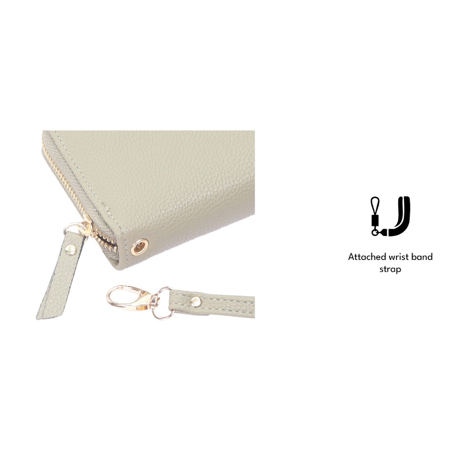iPOLO East Ladies Synthetic Leather Lychee Texture Long Zipper Purse Dompet Panjang Zip Wanita