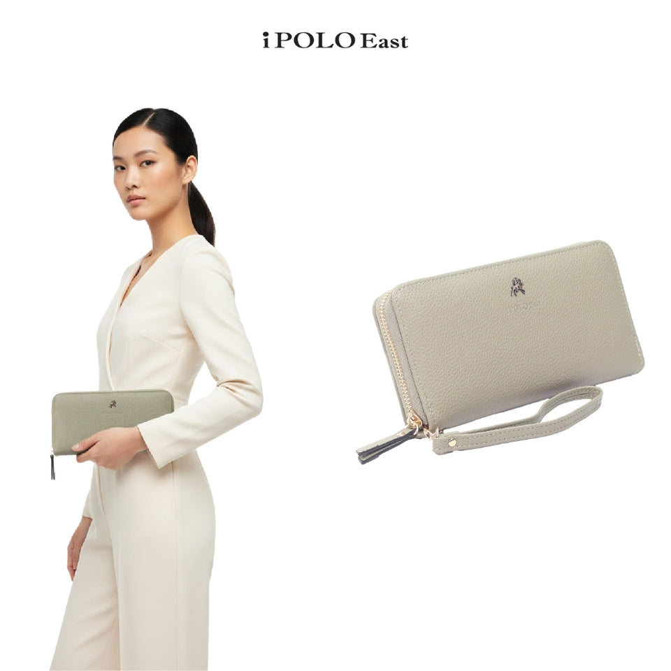 iPOLO East Ladies Synthetic Leather Lychee Texture Long Zipper Purse Dompet Panjang Zip Wanita