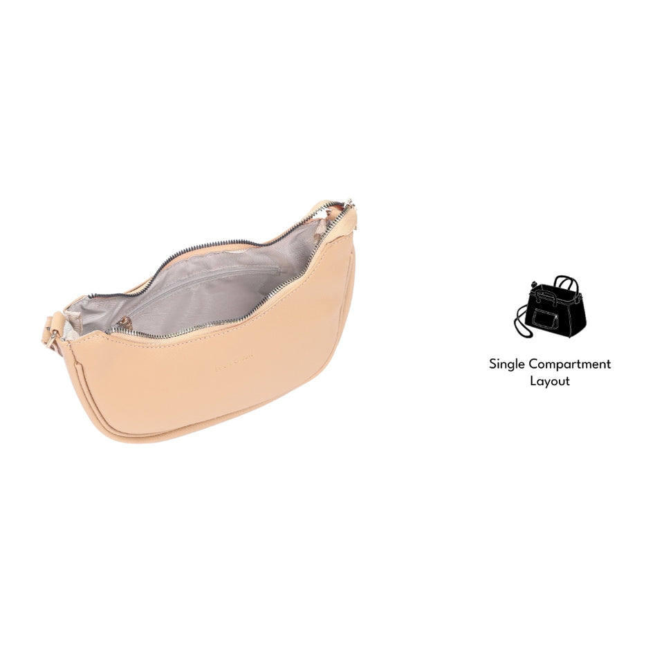 iPOLO East Synthetic Pebbled Leather Ladies Crescent Crossbody Shoulder Bag