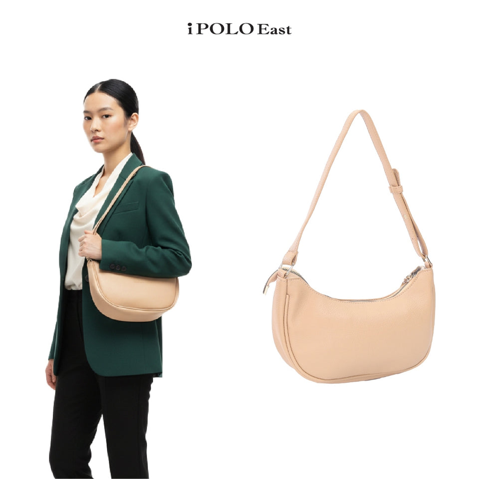 iPOLO East Synthetic Pebbled Leather Ladies Crescent Crossbody Shoulder Bag