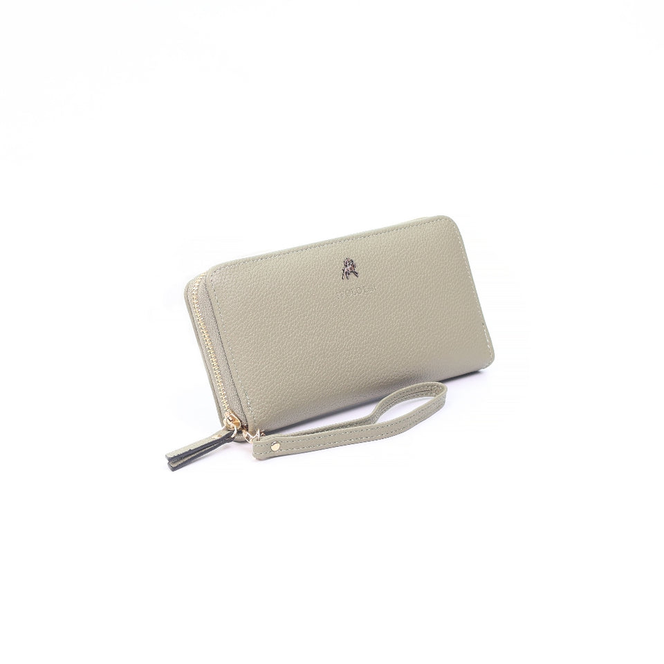 iPOLO East Ladies Synthetic Leather Lychee Texture Long Zipper Purse Dompet Panjang Zip Wanita