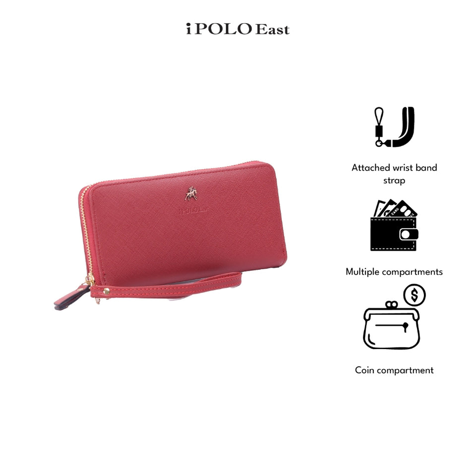 iPOLO East Ladies Synthetic Leather Toothpick Texture Long Zipper Purse Dompet Panjang Zip Wanita