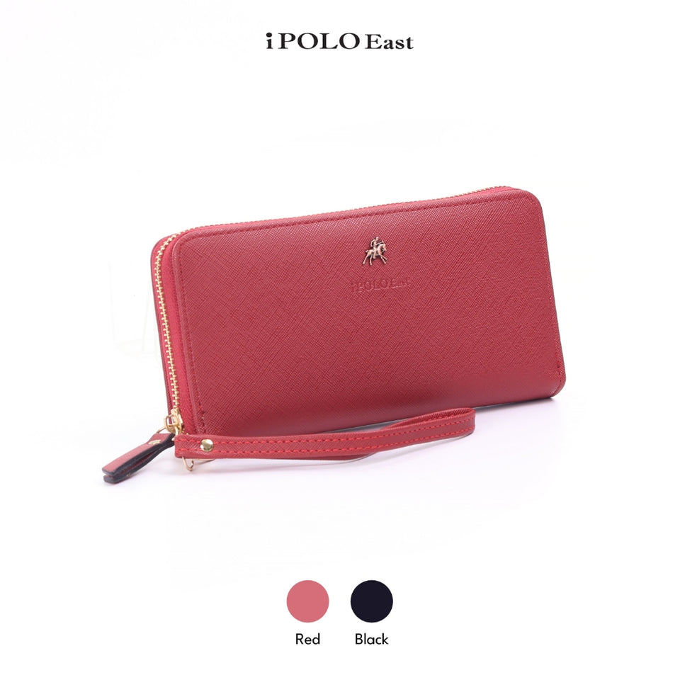 iPOLO East Ladies Synthetic Leather Toothpick Texture Long Zipper Purse Dompet Panjang Zip Wanita