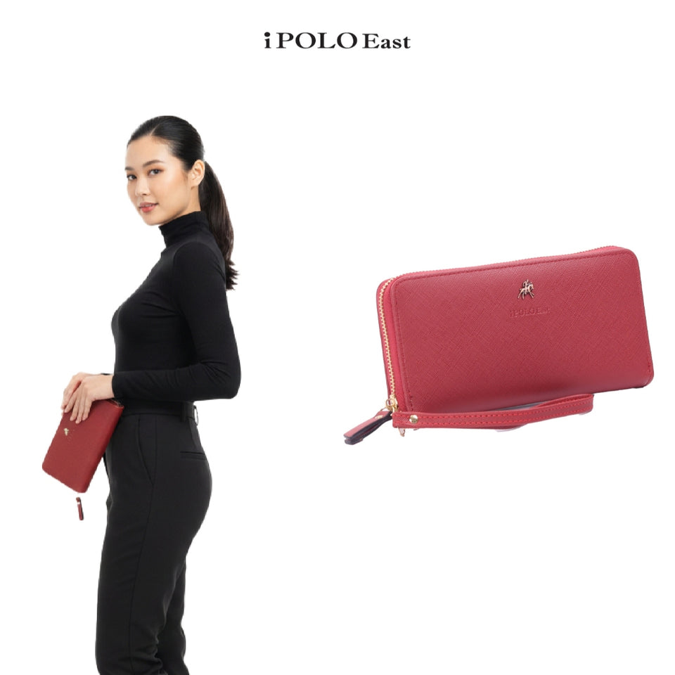 iPOLO East Ladies Synthetic Leather Toothpick Texture Long Zipper Purse Dompet Panjang Zip Wanita