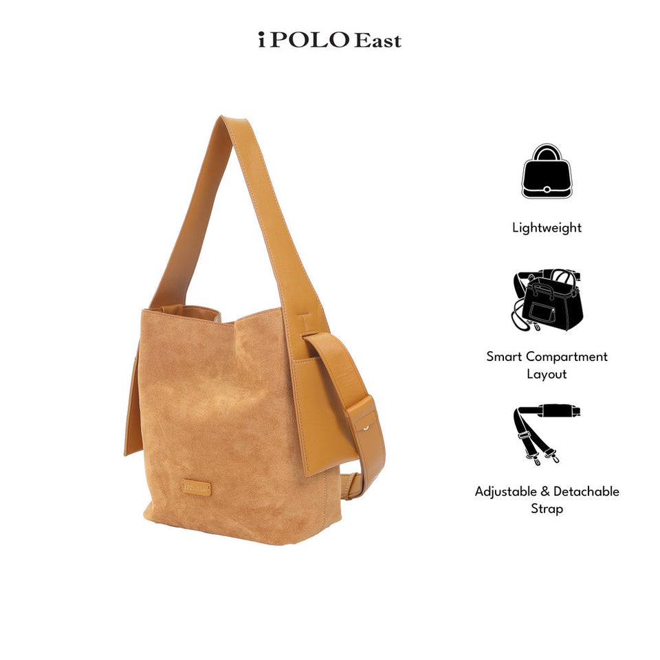 iPOLO EAST Suede Ladies Large Crossbody Bag Shoulder Bag Women Beg Tangan Wanita Shoulder Bag Casual Bucket