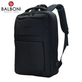 BALBONI Unisex Travel Laptop Backpack with USB Charging Port