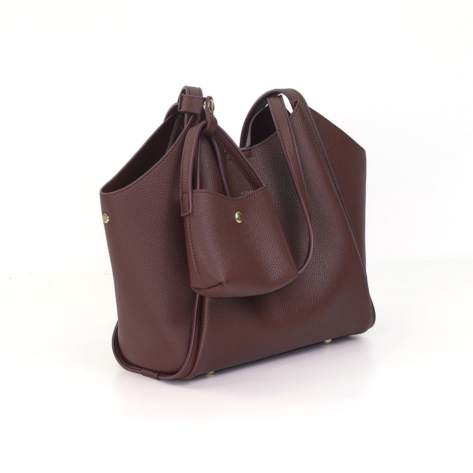 ARROW HAVEN Ladies Tote Handbag with Mini Makeup Pouch - Beg Silang Perempuan | Exquisite Pebbled Synthetic Leather