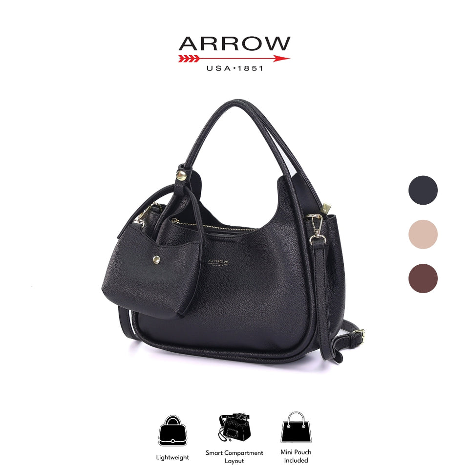 ARROW HAVEN Ladies Tote Handbag with Mini Makeup Pouch - Beg Silang Perempuan | Exquisite Pebbled Synthetic Leather