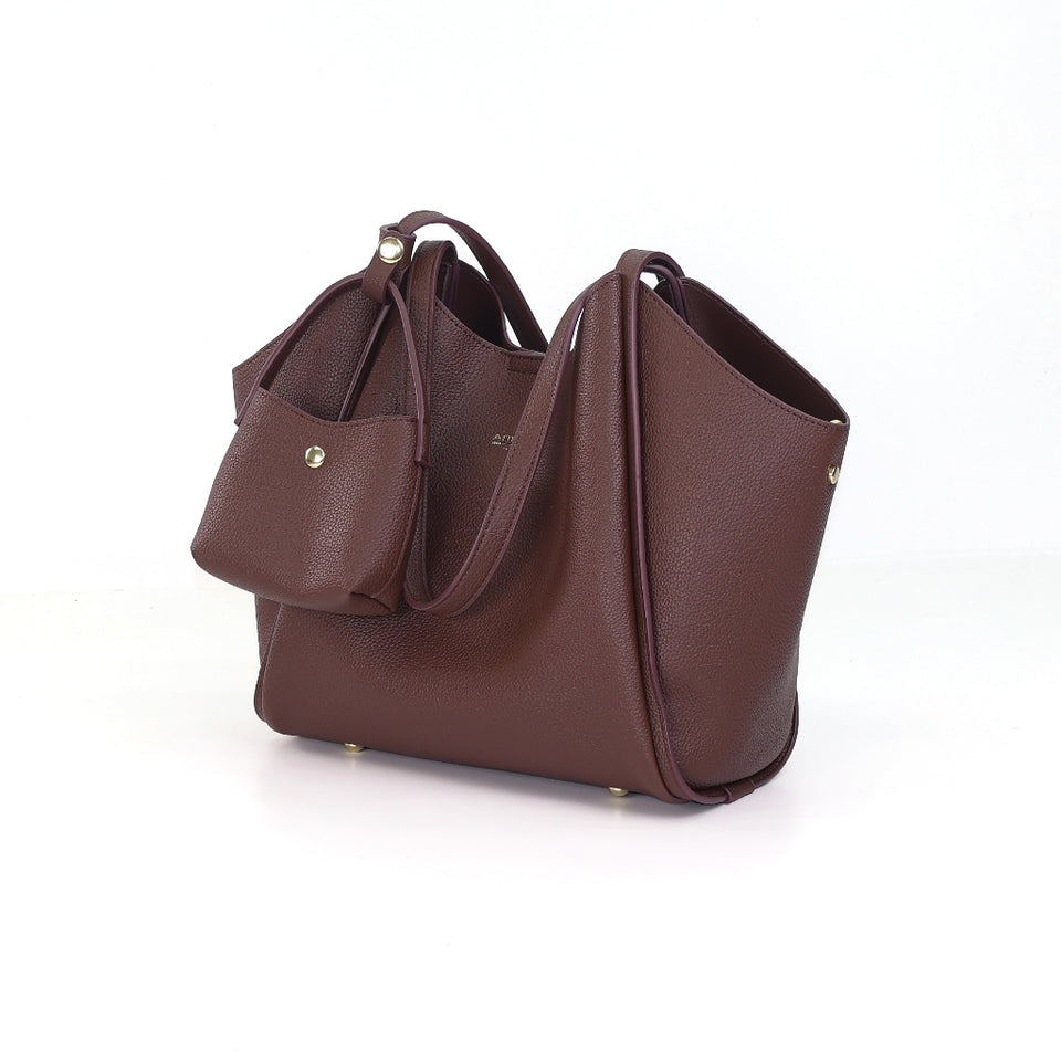 ARROW HAVEN Ladies Tote Handbag with Mini Makeup Pouch - Beg Silang Perempuan | Exquisite Pebbled Synthetic Leather