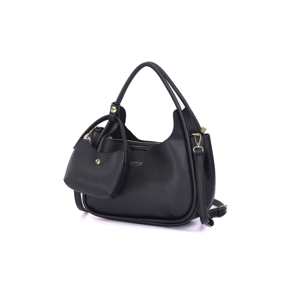 ARROW HAVEN Ladies Tote Handbag with Mini Makeup Pouch - Beg Silang Perempuan | Exquisite Pebbled Synthetic Leather