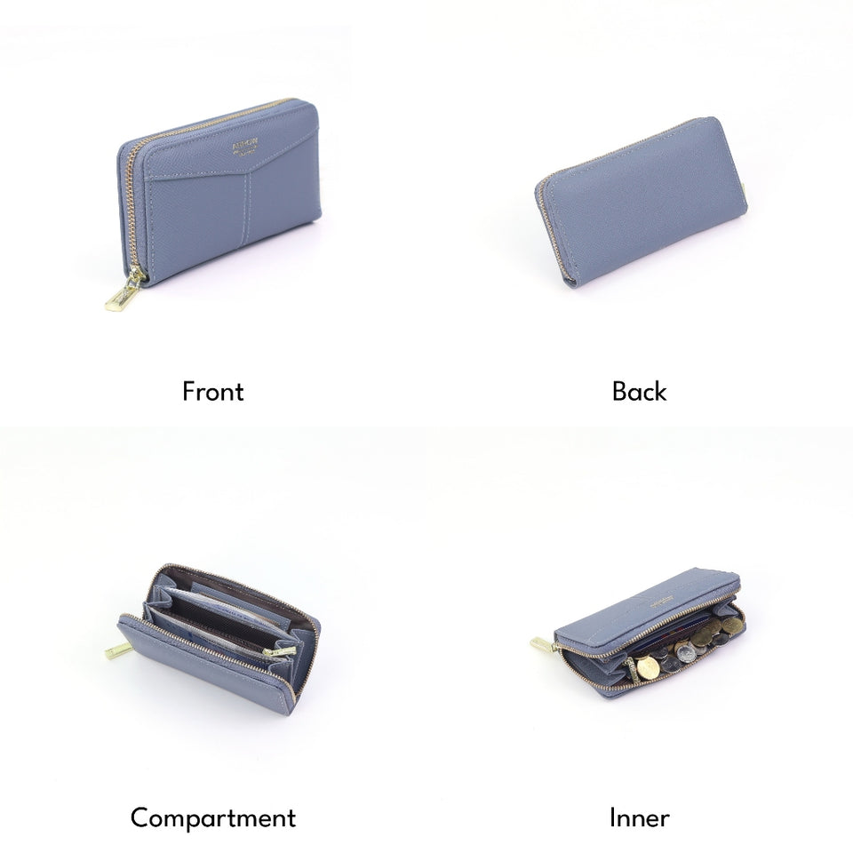 ARROW MODERNA Ladies Medium and Long Zipper Purse - Dompet Perempuan Berzip - Premium Matte and Pebbled Vegan Leather