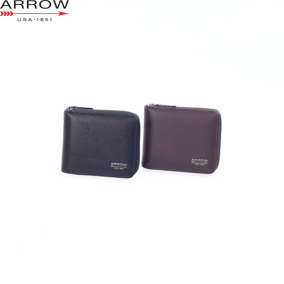 ARROW Men Synthetic Leather Legacy TriFold Short Zipper Wallet with Coin Pouch