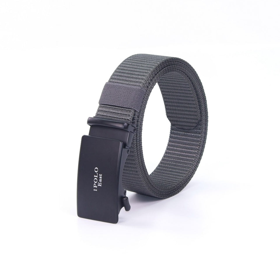 iPOLO East Unisex Elastic Nylon Free Size Auto Buckle Belt Tali Pinggang Uniseks Nylon Buckle 4 Grey