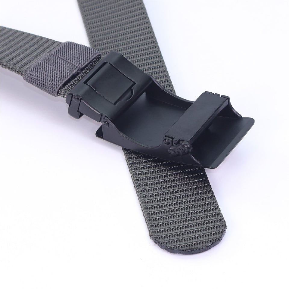 iPOLO East Unisex Elastic Nylon Free Size Auto Buckle Belt Tali Pinggang Uniseks Nylon Buckle 4 Grey
