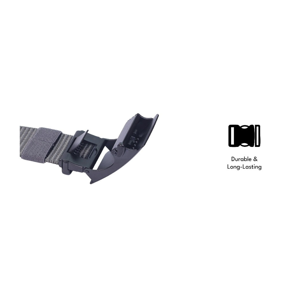 iPOLO East Unisex Elastic Nylon Free Size Auto Buckle Belt Tali Pinggang Uniseks Nylon Buckle 4 Grey