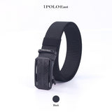 iPOLO East Unisex Elastic Nylon Free Size Auto Buckle Belt Tali Pinggang Uniseks Nylon Buckle 3 Black