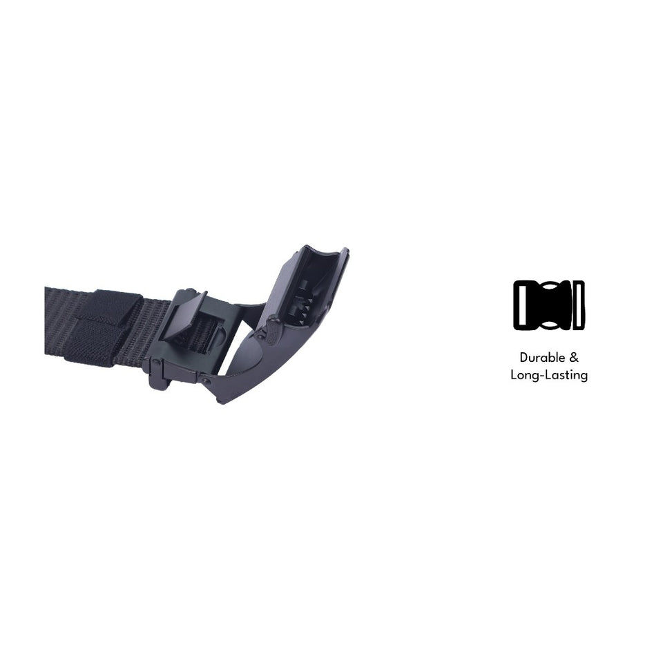 iPOLO East Unisex Elastic Nylon Free Size Auto Buckle Belt Tali Pinggang Uniseks Nylon Buckle 3 Black