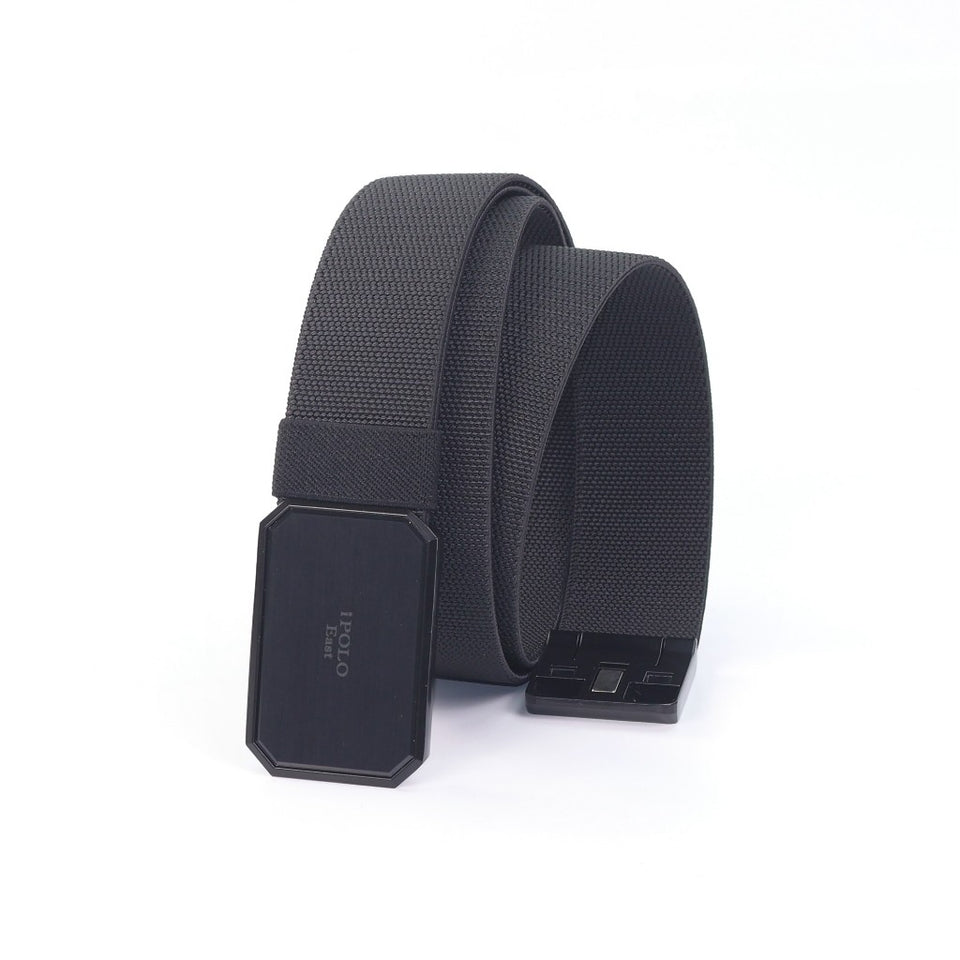 iPOLO East Unisex Elastic Nylon Free Size Magnetic Buckle Belt Tali Pinggang Uniseks Nylon Buckle 1 Black