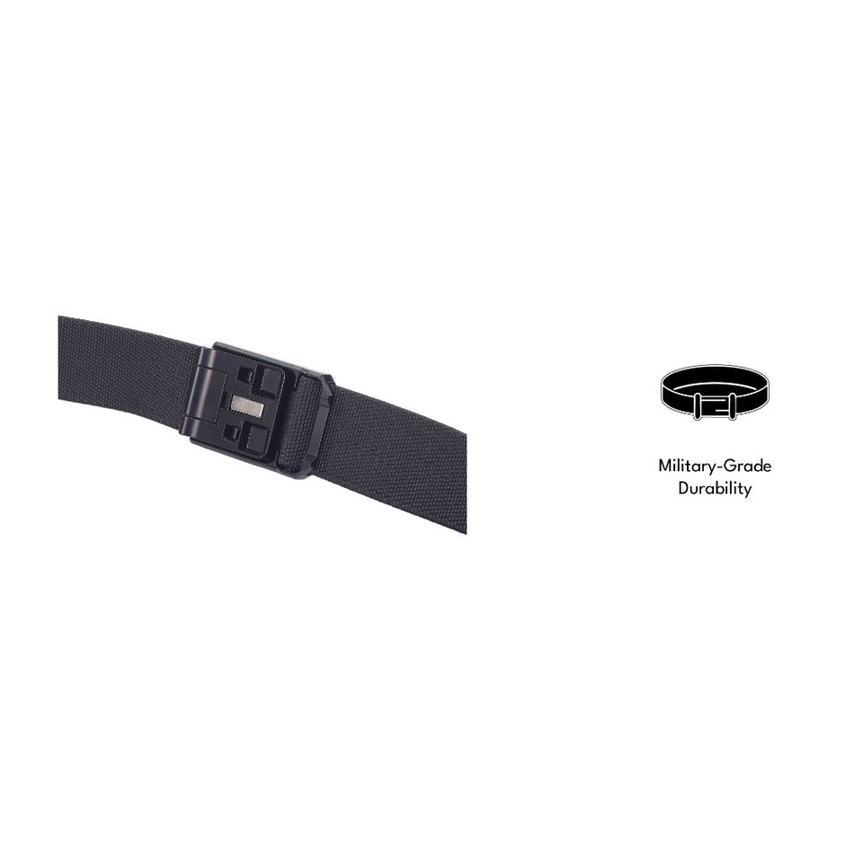 iPOLO East Unisex Elastic Nylon Free Size Magnetic Buckle Belt Tali Pinggang Uniseks Nylon Buckle 1 Black