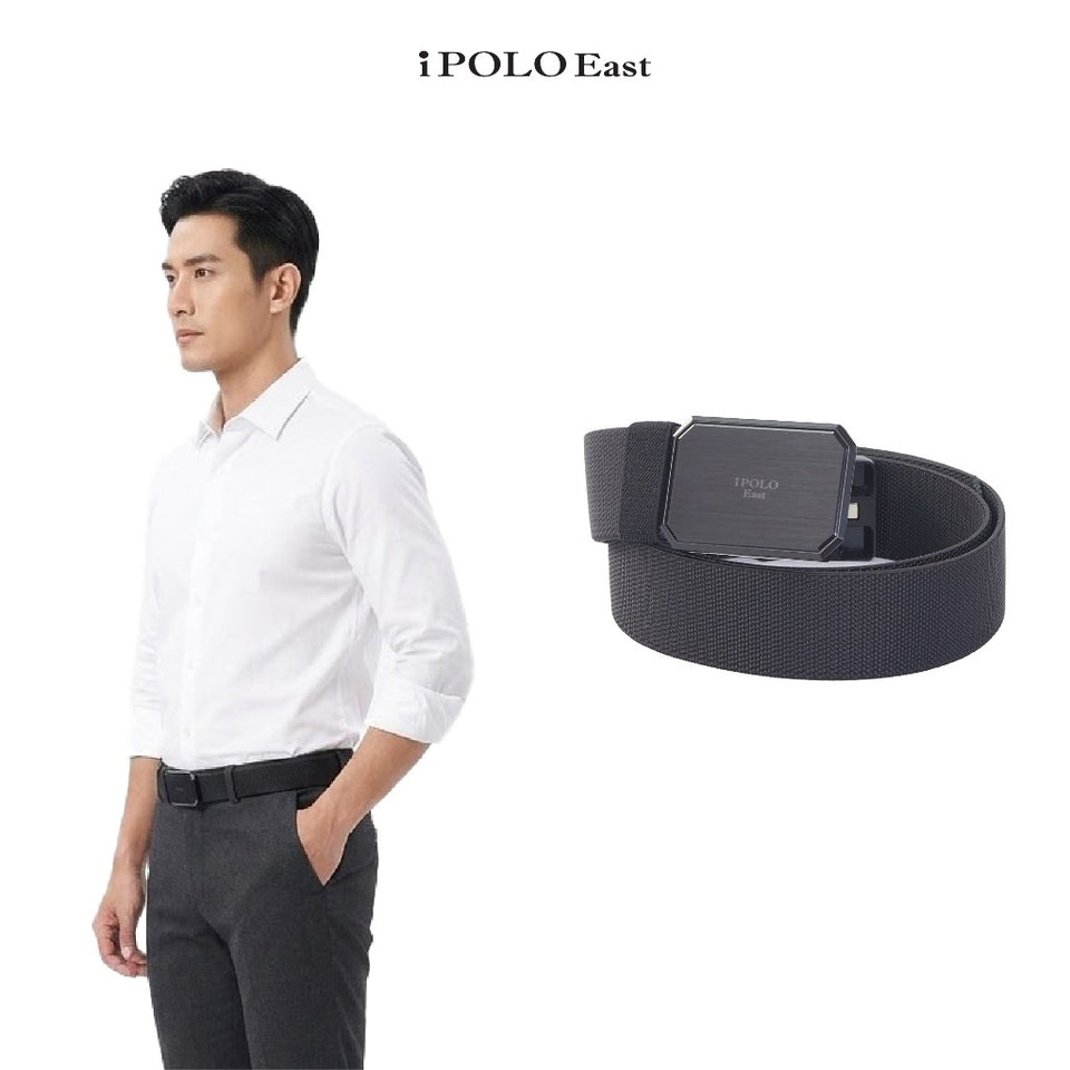 iPOLO East Unisex Elastic Nylon Free Size Magnetic Buckle Belt Tali Pinggang Uniseks Nylon Buckle 1 Black