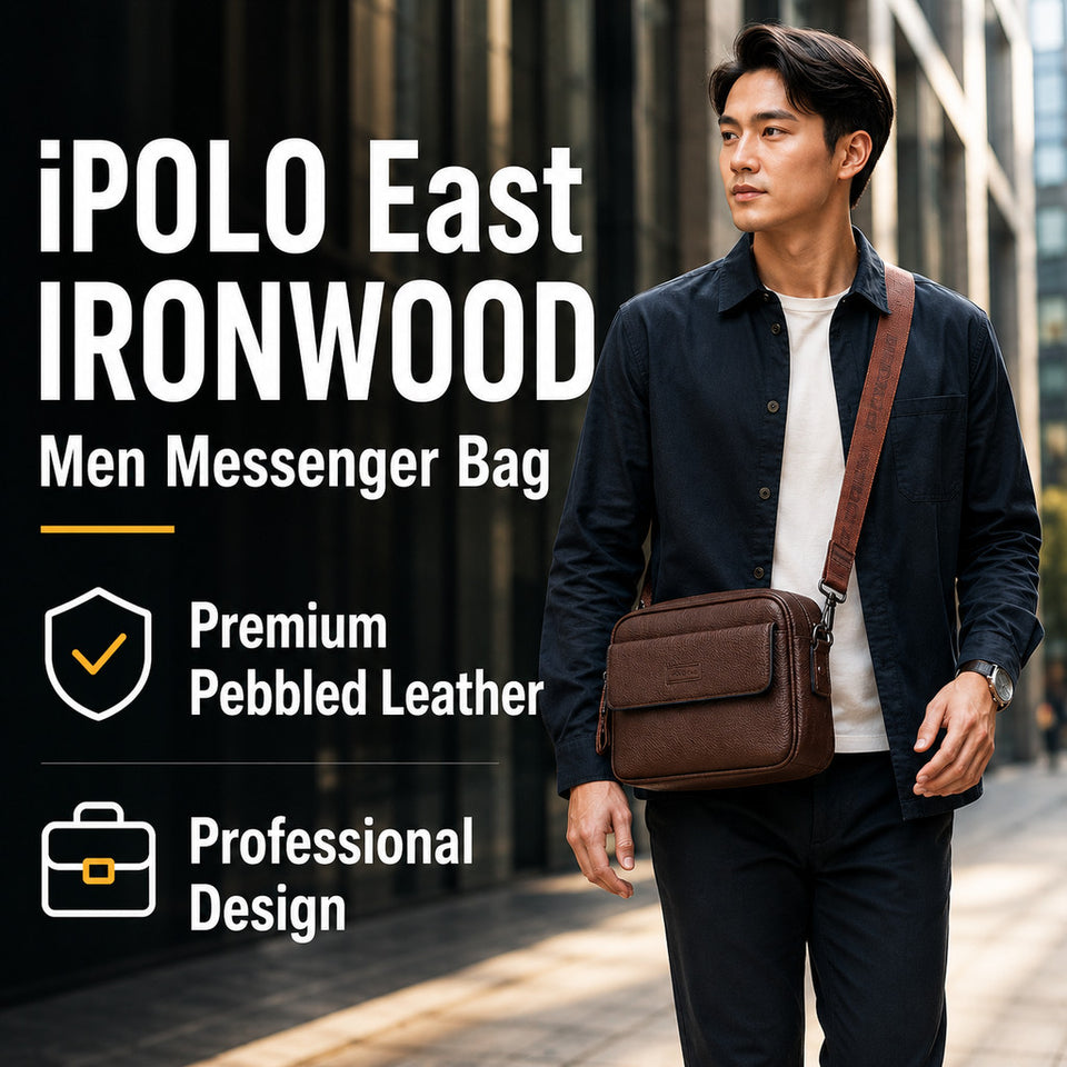 iPOLO East IRONWOOD Collection Men Messenger Bag - Beg Silang Lelaki | Pebbled Synthetic Leather