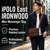 iPOLO East IRONWOOD Collection Men Messenger Bag - Beg Silang Lelaki | Pebbled Synthetic Leather