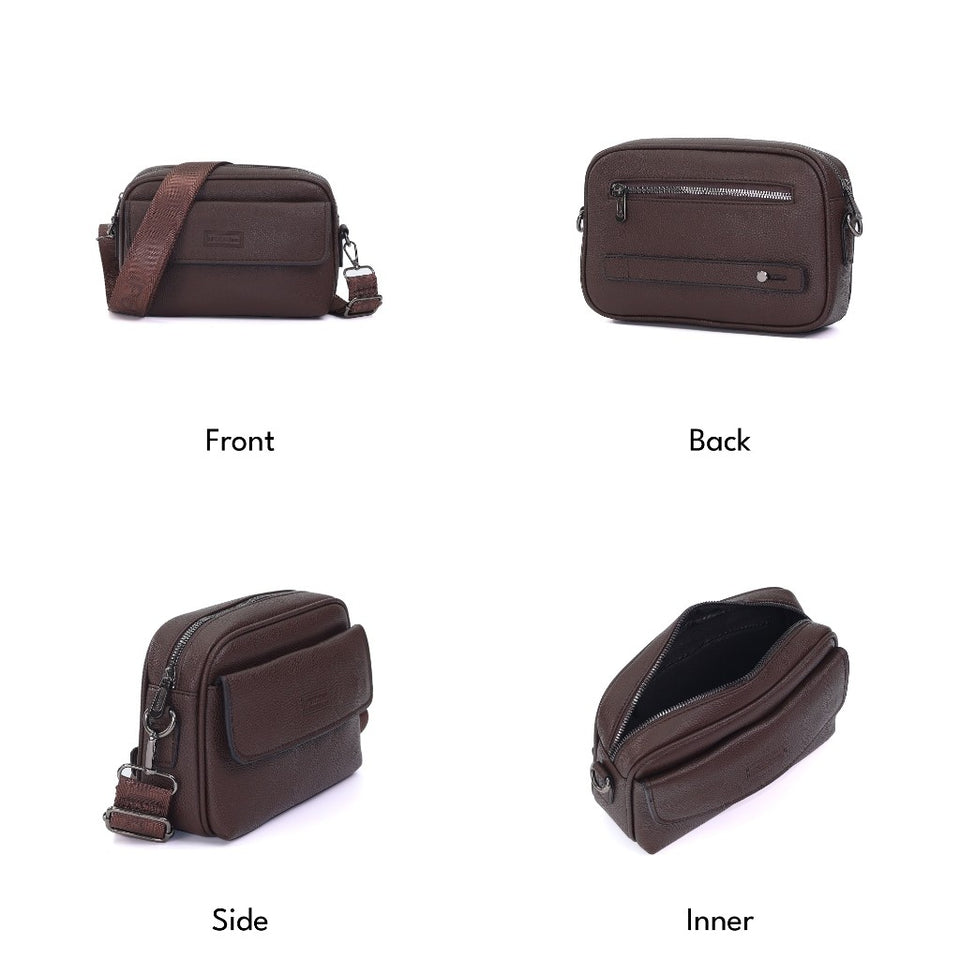 iPOLO East IRONWOOD Collection Men Messenger Bag - Beg Silang Lelaki | Pebbled Synthetic Leather