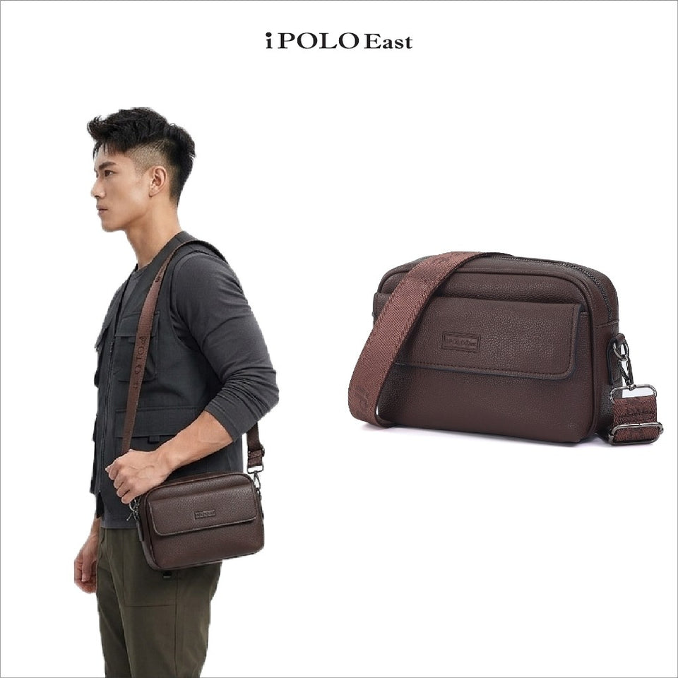 iPOLO East IRONWOOD Collection Men Messenger Bag - Beg Silang Lelaki | Pebbled Synthetic Leather