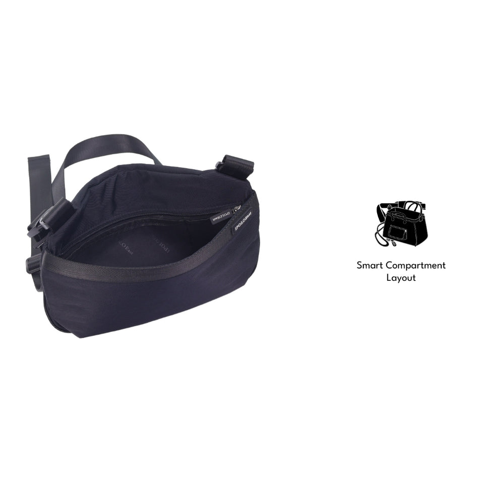 iPOLO East Unisex Urban Tactical Crossbody Bag Waterproof Microfibre Sling Bag Utility Beg Selempang Hitam
