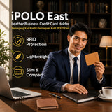 iPOLO East Leather Business Credit Card Holder with Nylon Webbing Belt Bundle Dompet Kad Wallet