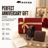 [Ready Stock MY] Perfect Anniversary Gift MAURO Premium Genuine Leather Belt & Wallet Gift Set