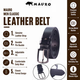 MAURO Men Classic Leather Belt Men Pin Buckle Tali Pinggang Lelaki Klasik Formal Casual Suit Belt Vintage Matte Buckle