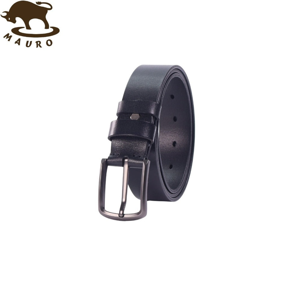 MAURO Men Classic Leather Belt Men Pin Buckle Tali Pinggang Lelaki Klasik Formal Casual Suit Belt Vintage Matte Buckle