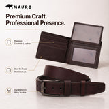 [Ready Stock MY] Perfect Anniversary Gift MAURO Premium Genuine Leather Belt & Wallet Gift Set