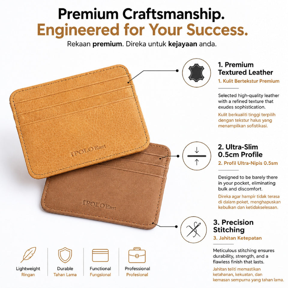 iPOLO East Leather Business Credit Card Holder with Nylon Webbing Belt Bundle Dompet Kad Wallet