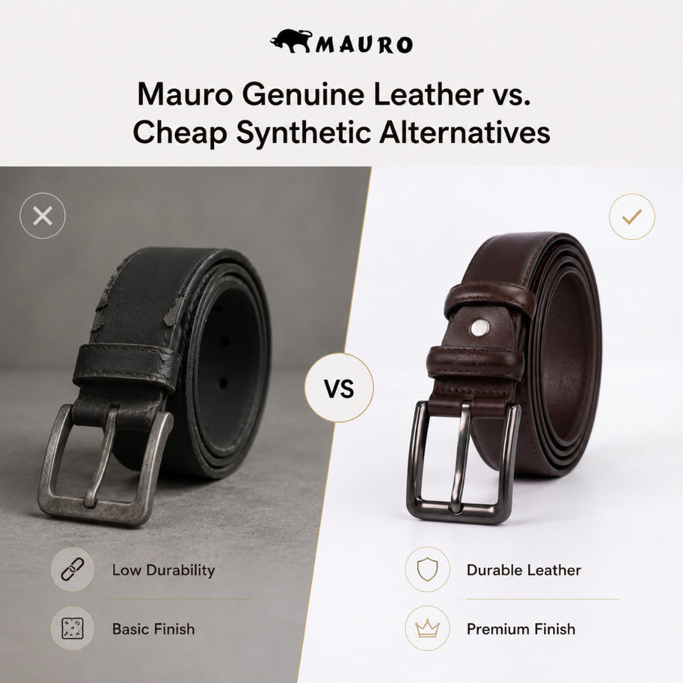 [Ready Stock MY] Perfect Anniversary Gift MAURO Premium Genuine Leather Belt & Wallet Gift Set