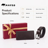 [Ready Stock MY] Perfect Anniversary Gift MAURO Premium Genuine Leather Belt & Wallet Gift Set