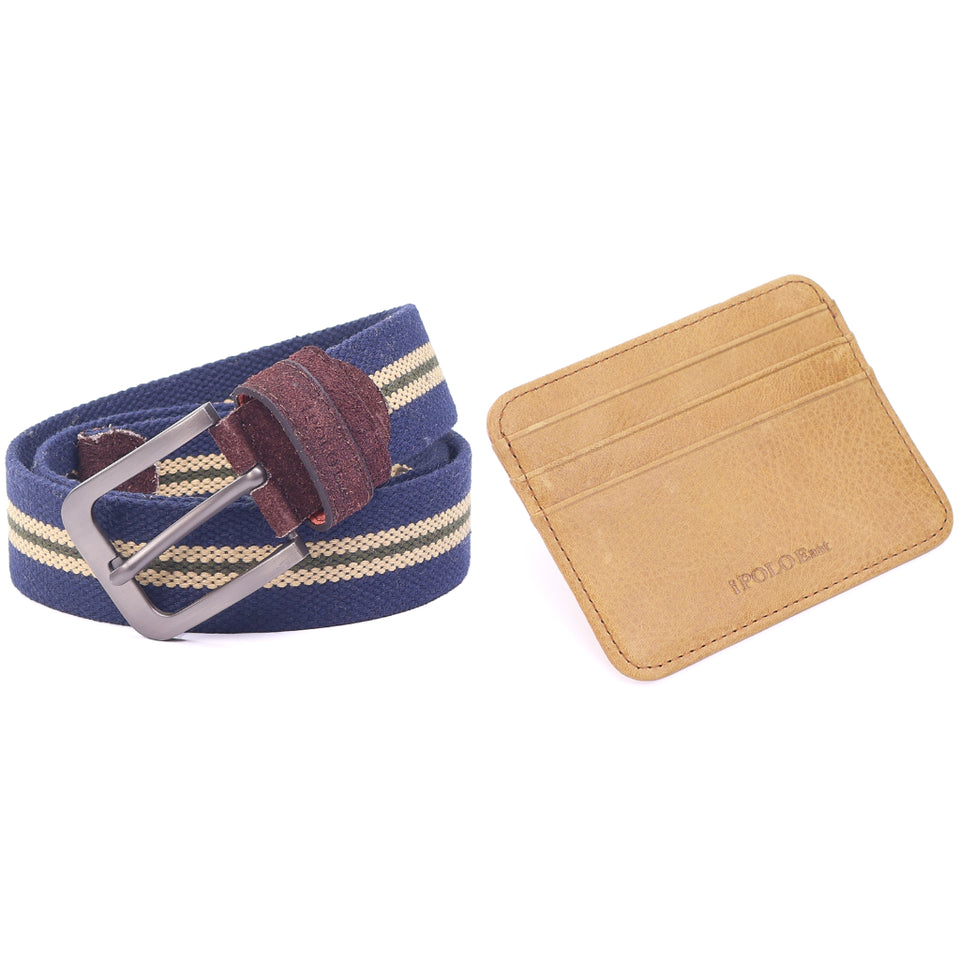 iPOLO East Leather Business Credit Card Holder with Nylon Webbing Belt Bundle Dompet Kad Wallet