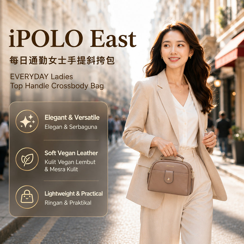 iPOLO East EVERYDAY Ladies Top Handle Crossbody Bag - Beg Tangan Wanita - Soft Vegan Leather