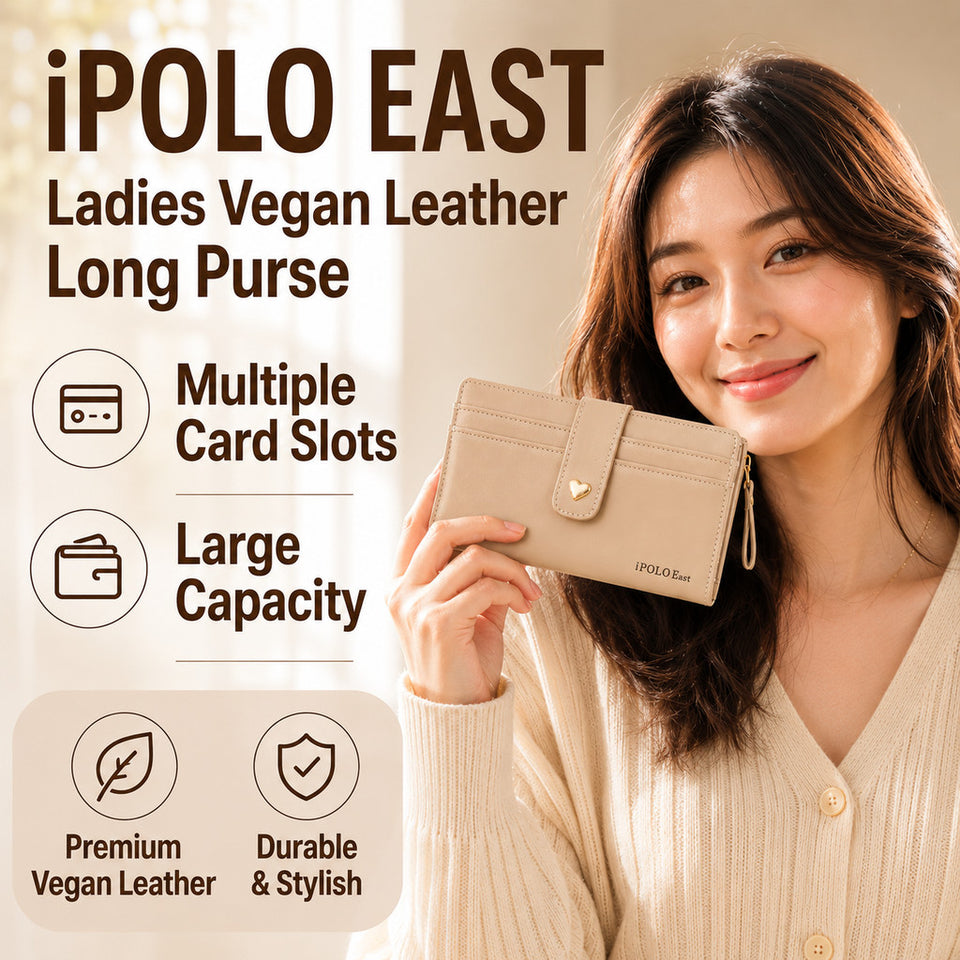 iPOLO EAST Ladies Vegan Leather Long Purse Wallet Dompet Panjang Perempuan Coin Pocket