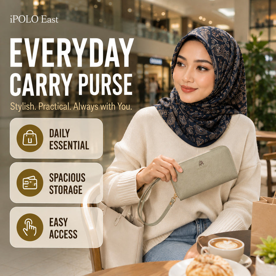 iPOLO East Everyday Carry Purse Dompet Panjang Wanita Ladies Zip Wallet Daily Handbag Large Capacity Premium