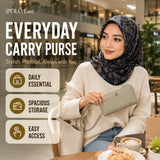 iPOLO East Everyday Carry Purse Dompet Panjang Wanita Ladies Zip Wallet Daily Handbag Large Capacity Premium