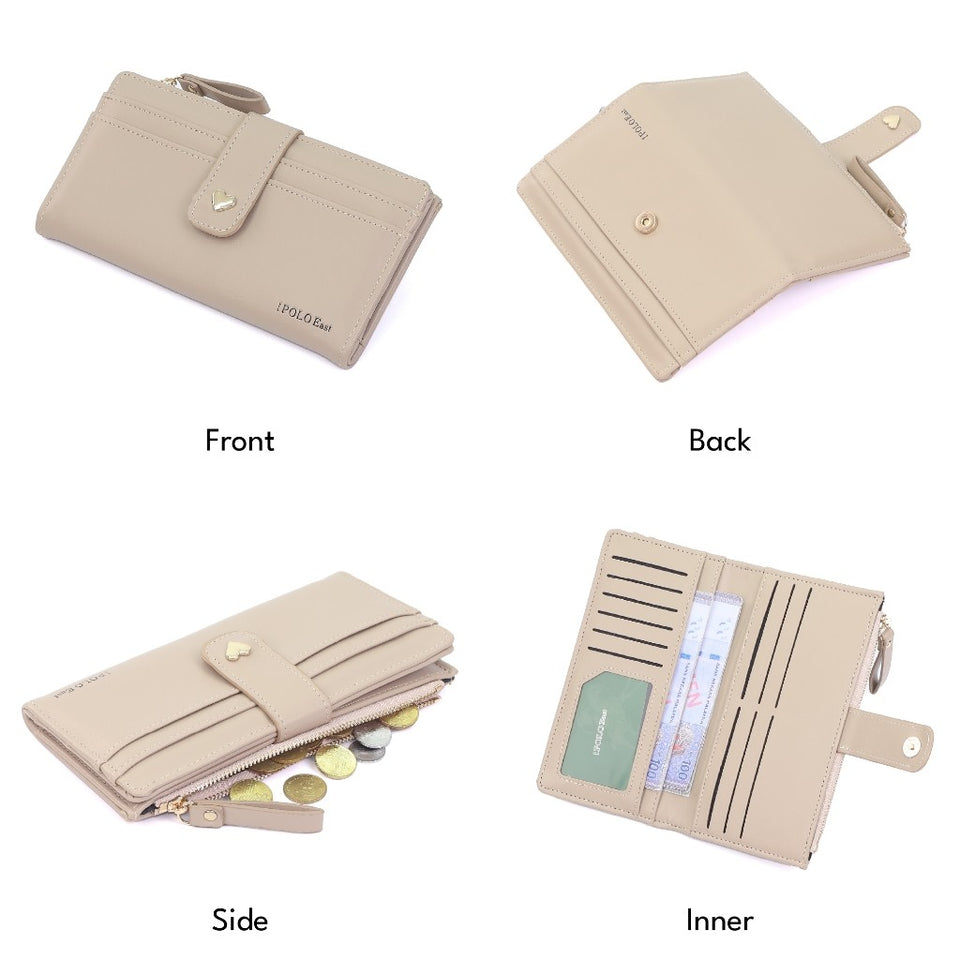 iPOLO EAST Ladies Vegan Leather Long Purse Wallet Dompet Panjang Perempuan Coin Pocket