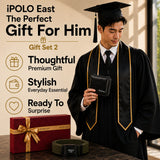 iPOLO East Graduation Gift Set Premium Vegan Leather Wallet Stretchable Nylon Belt Gift Box Hadiah Konvokesyen