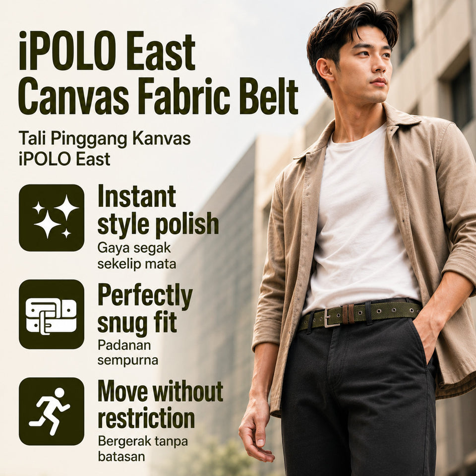 [Ready Stock MY] iPOLO East Everyday Essential Durable Canvas Fabric Belt Unisex