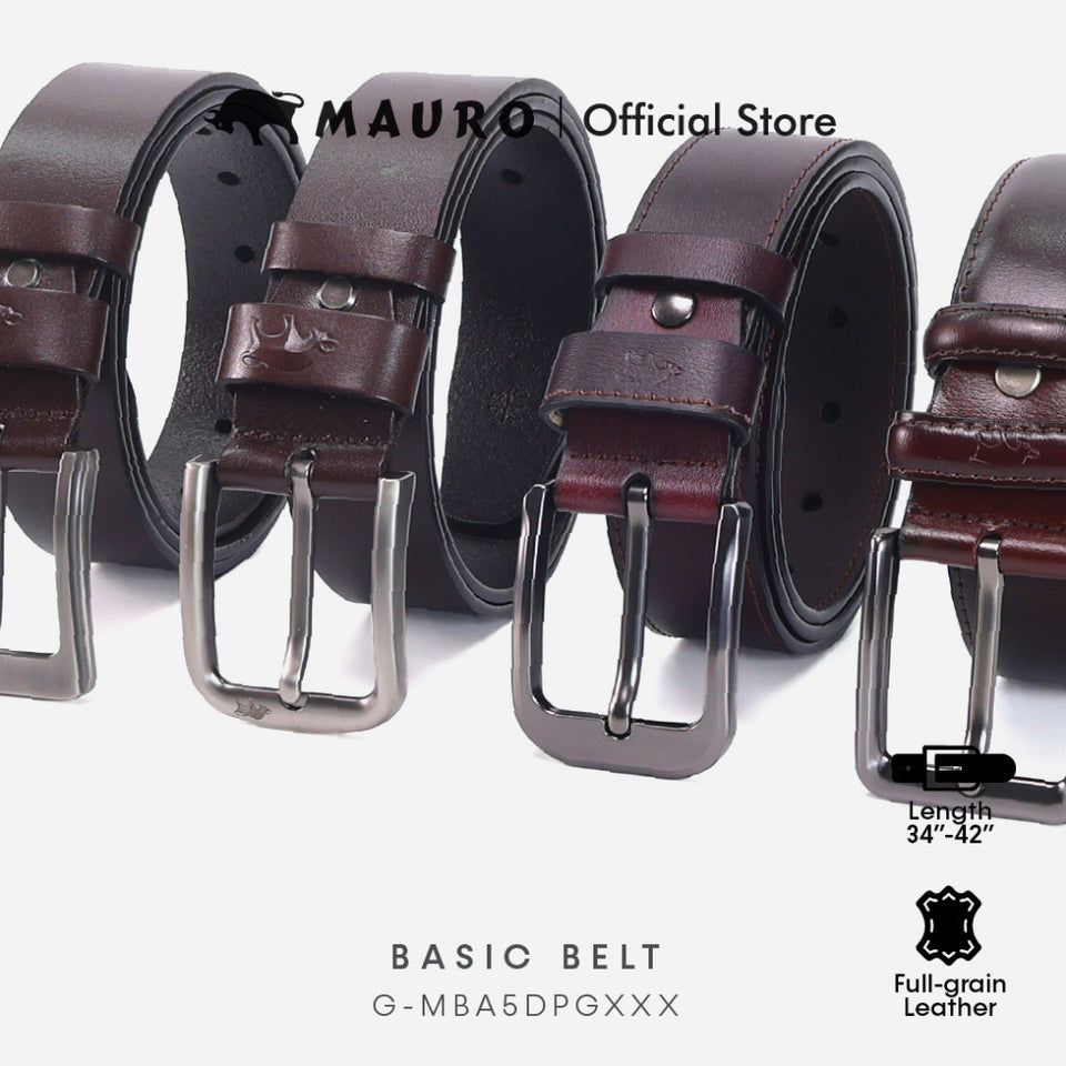 MAURO Leather Belt Mens Leather Belt Lelaki Genuine Leather Belt Pin Buckle Belt Tali Pinggang Lelaki Kulit Original  男
