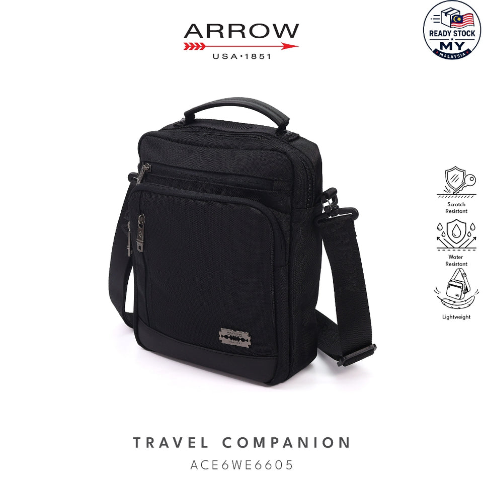 Ready Stock MY Arrow Everyday Travel Unisex Messenger Microfiber Sling Bag Water and Scratch Resistant