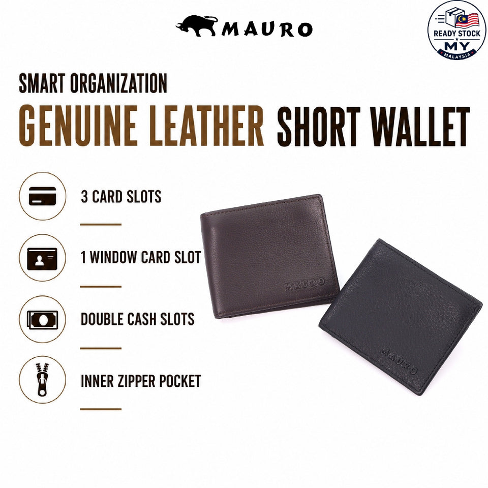 Ready Stock MY Smart Organization Men Genuine Leather Long and Short Wallet Collection